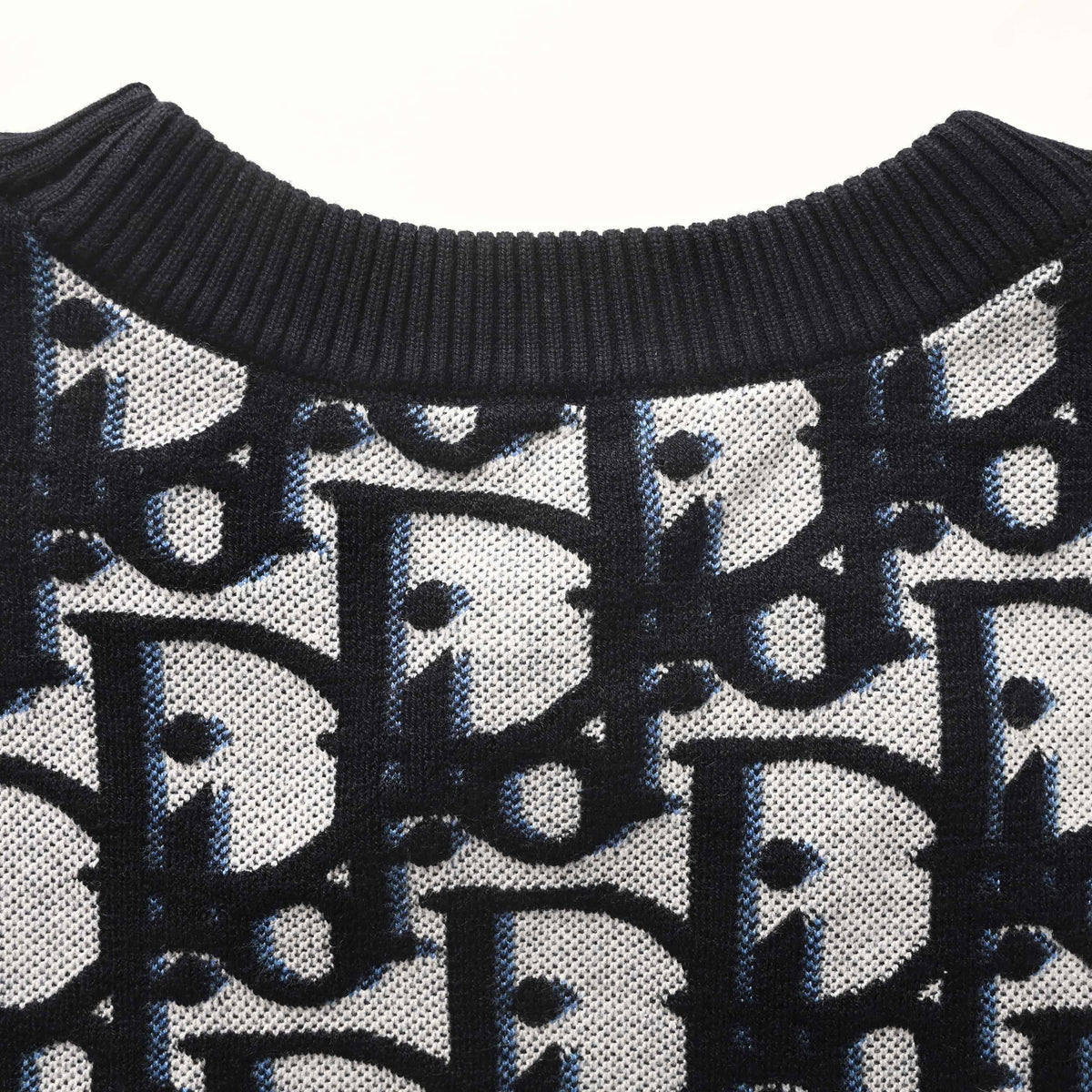 Christian Dior Cotton Wool Blend Jacquard Sweater, All-Over Pattern Knitwear for Smart Casual Outfits