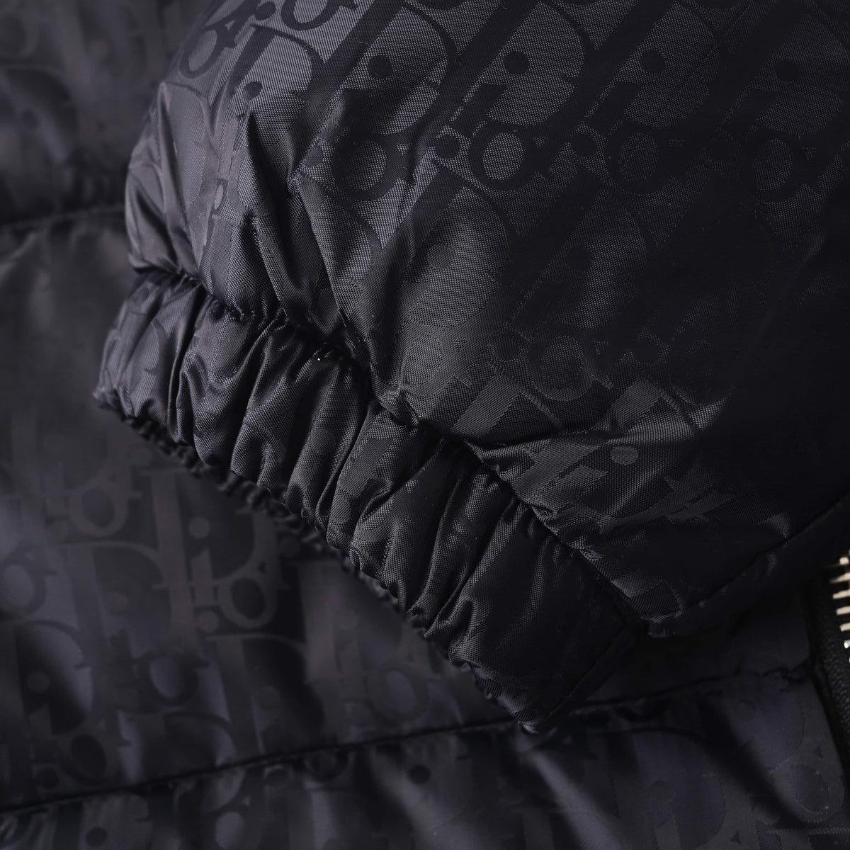 Christian Dior Tonal Monogram Down Jacket with Stand Collar for Winter Layering