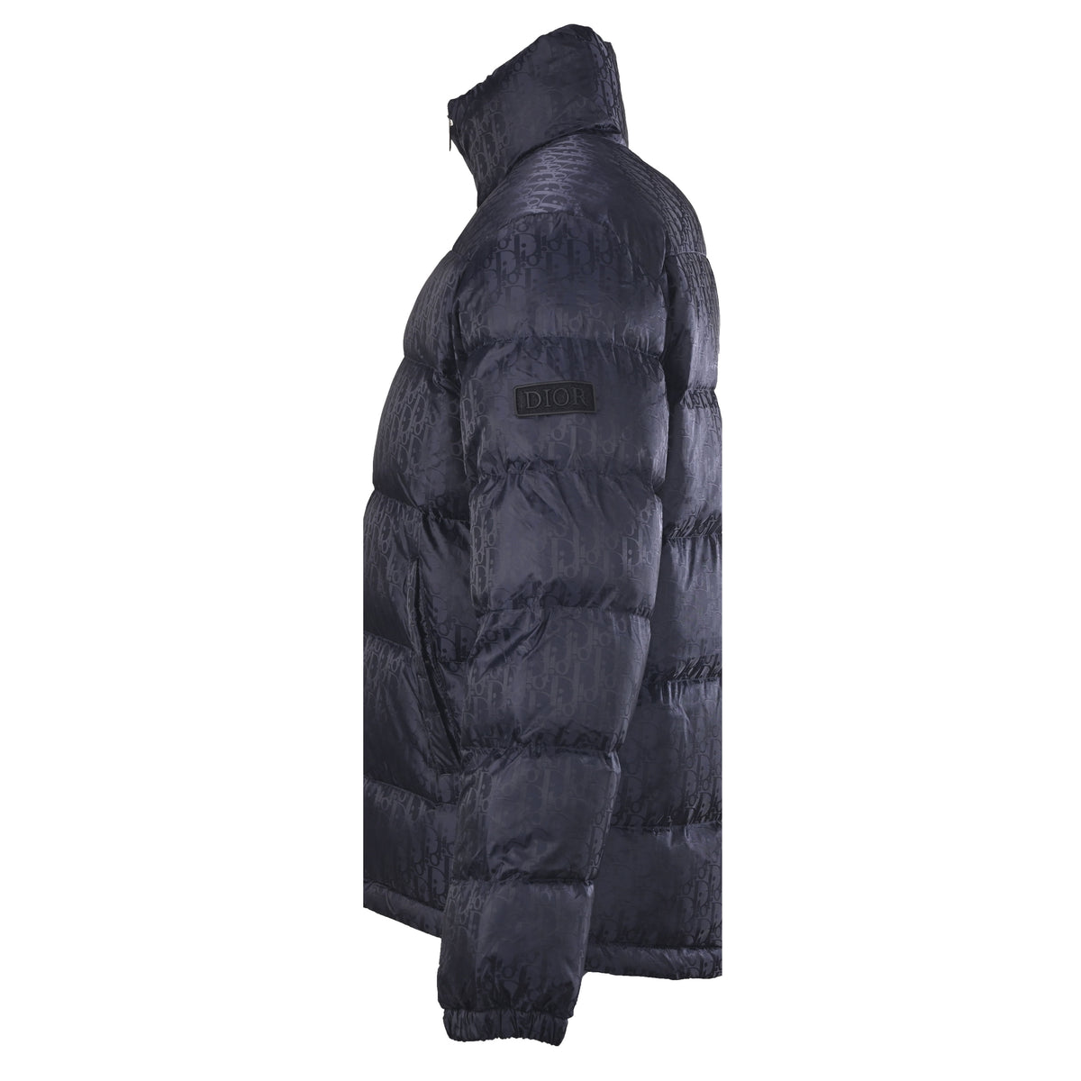 Christian Dior Tonal Monogram Down Jacket with Stand Collar for Winter Layering