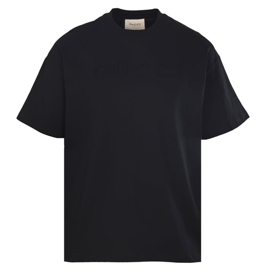 Gucci Black Tonal Embossed Logo Crewneck T-Shirt