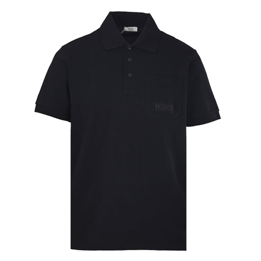 Christian Dior CD Embroidered Pocket Polo Shirt, Square Label Detail Short Sleeve Smart Casual Top