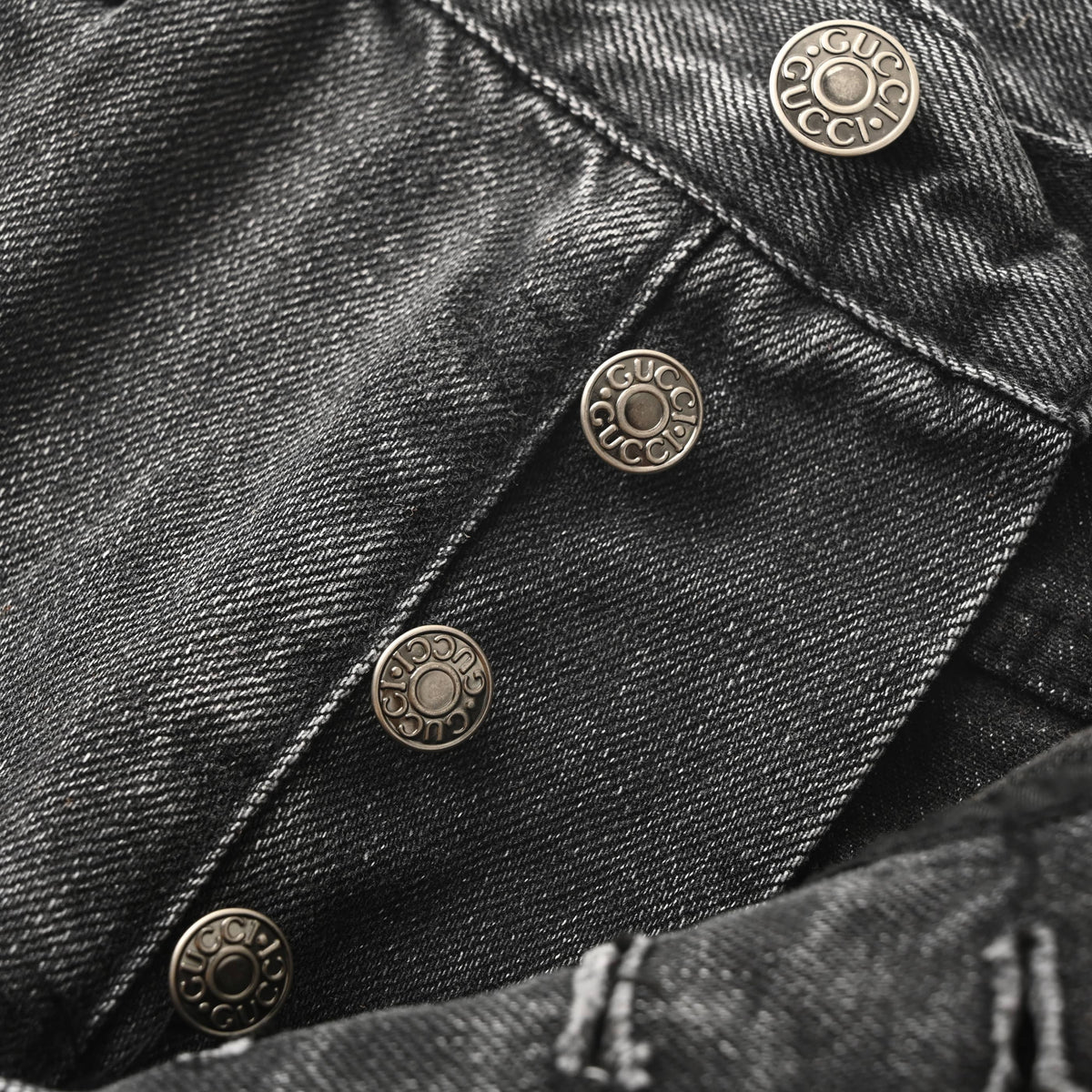Gucci Washed Grey Horsebit Detail Straight-Leg Jeans