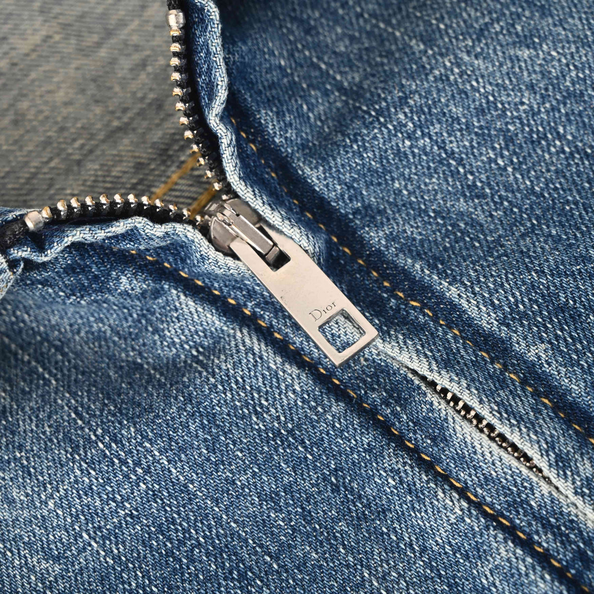 Christian Dior Embroidered Pocket Denim Jacket, Zip-Up Jean Outerwear for Casual Streetwear