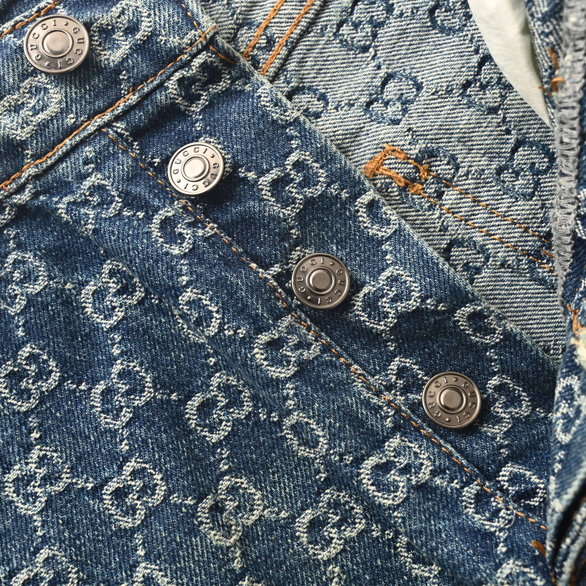 Gucci Unisex GG Jacquard Wide-Leg Jeans in Navy