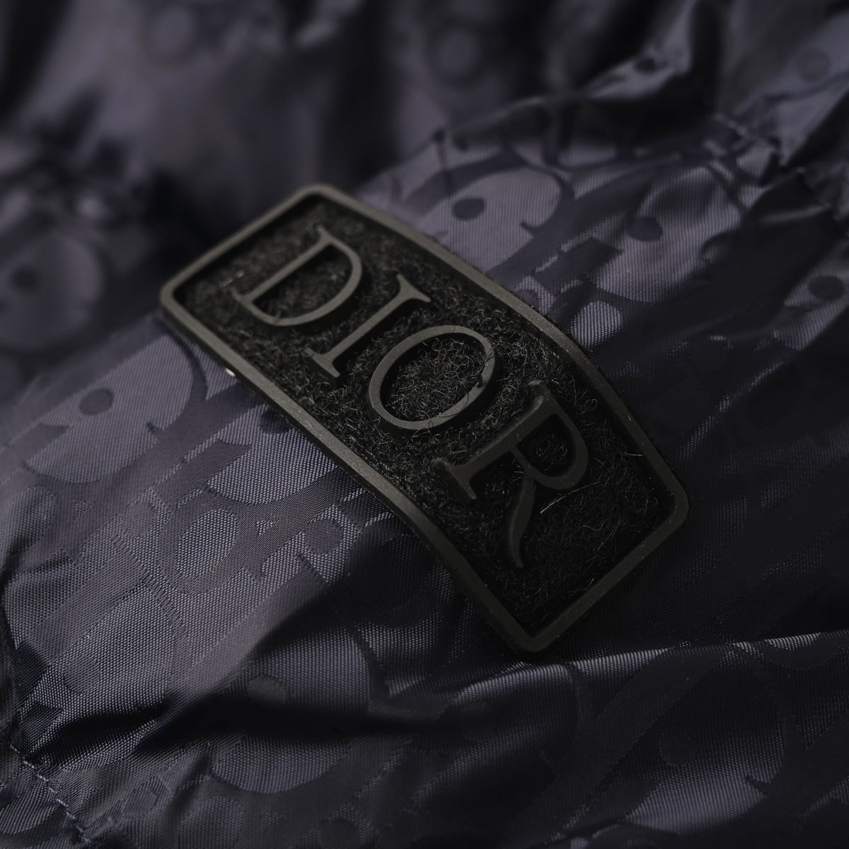 Christian Dior Tonal Monogram Down Jacket with Stand Collar for Winter Layering