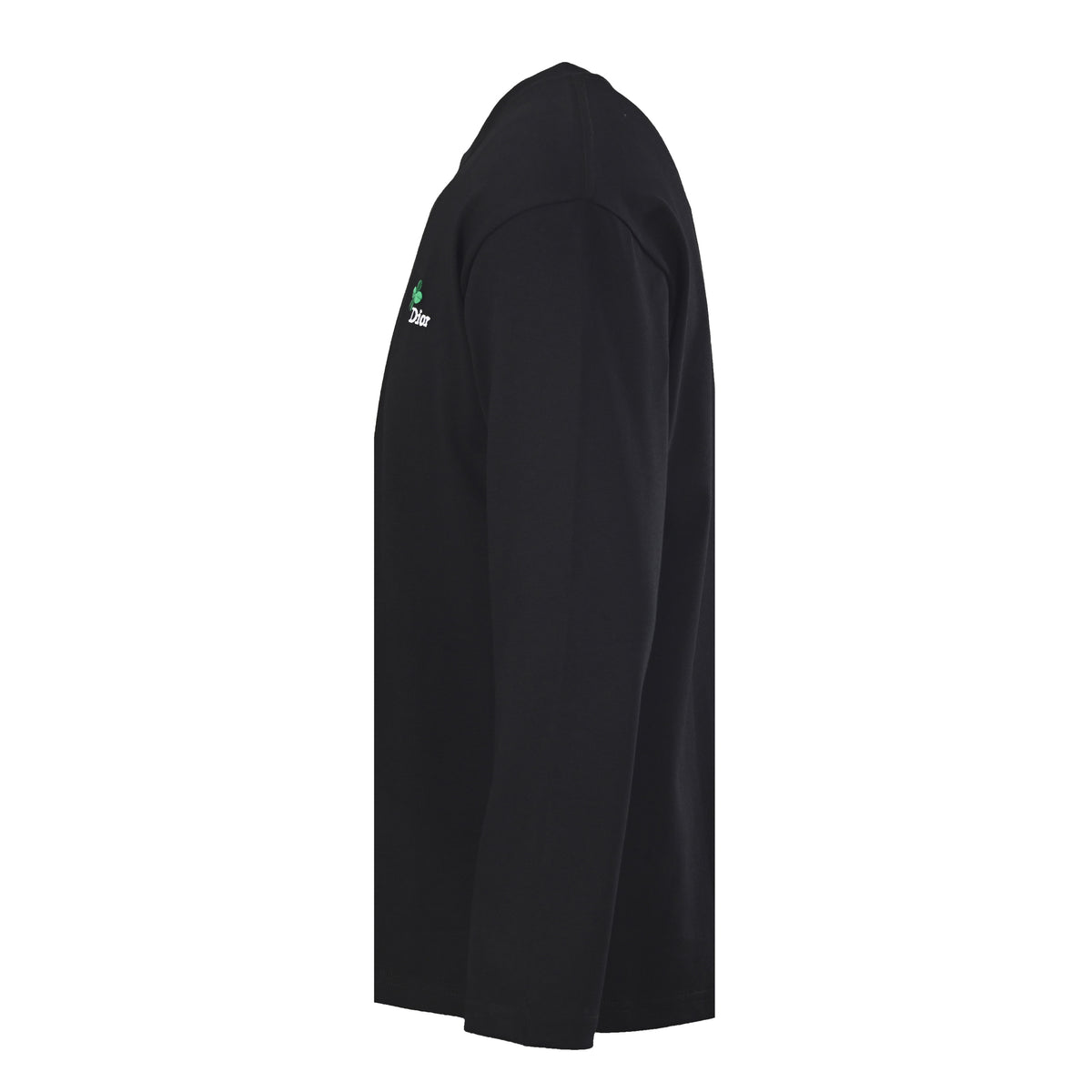 Christian Dior Four-Leaf Clover Embroidered Lettering Long Sleeve T-Shirt, Casual Motif Detail Tee