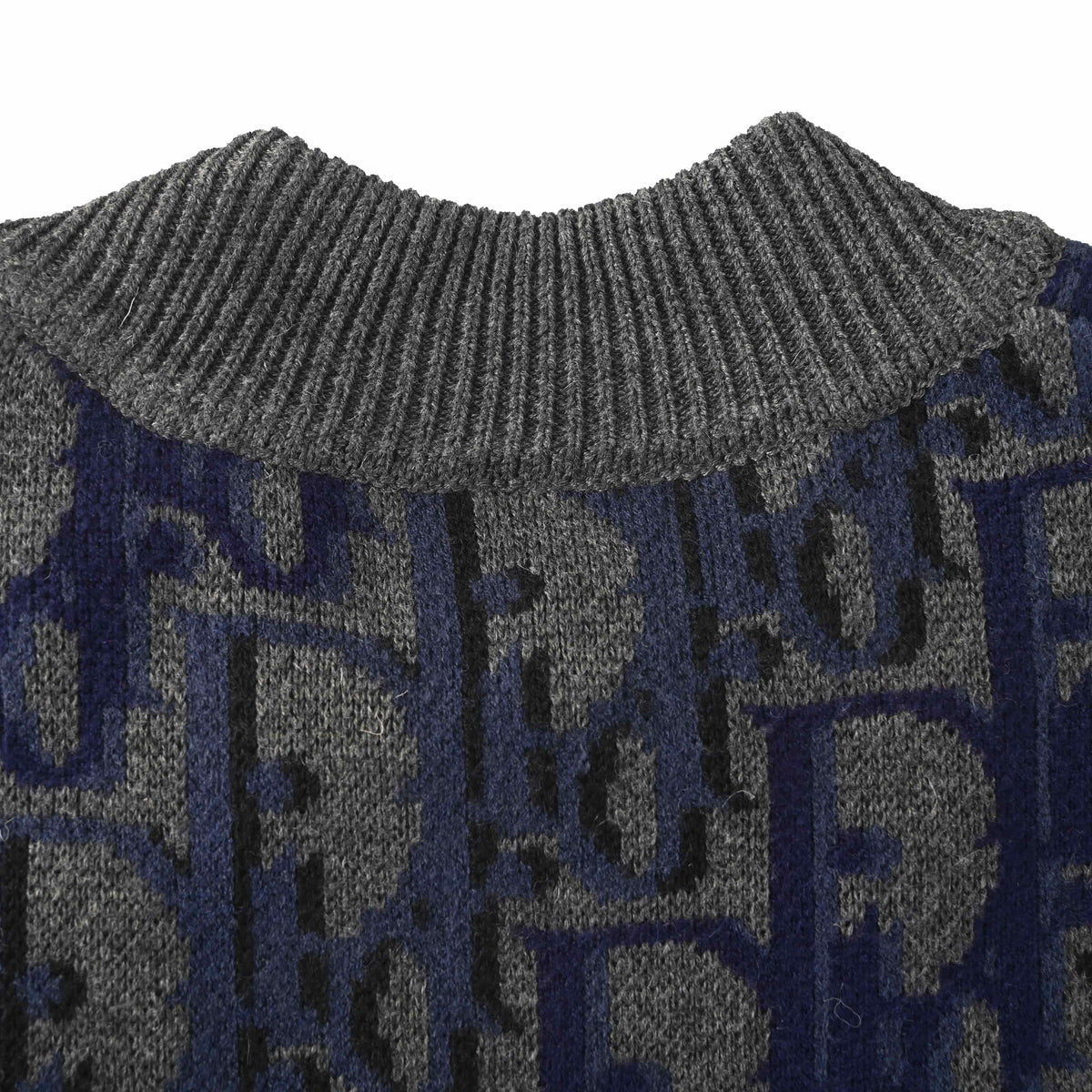 Christian Dior Ombre Monogram Jacquard Cardigan with Round Neck and Full-Zip Front