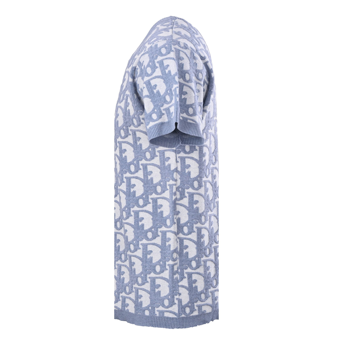 Christian Dior Oblique Blue All-Over Monogram Knit Short-Sleeve T-Shirt for Statement Casual Outfits