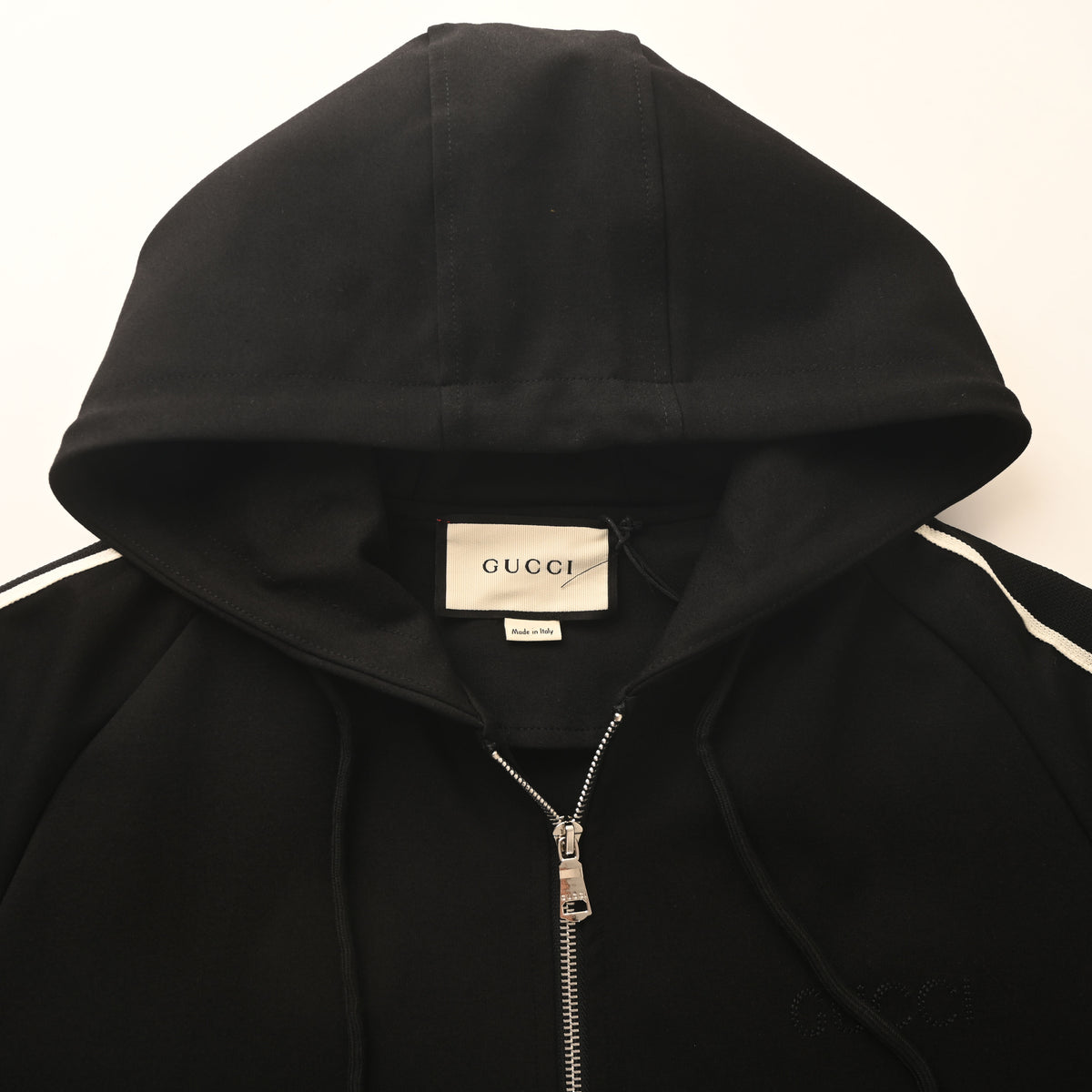 Gucci Unisex Zip-Up Jacket with Lettered Side Webbing