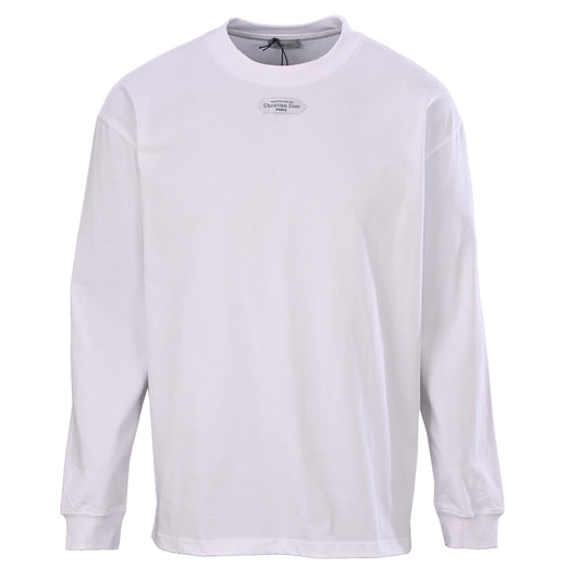 Christian Dior Long Sleeve T-Shirt with Neckline Label Detail for Everyday Layering