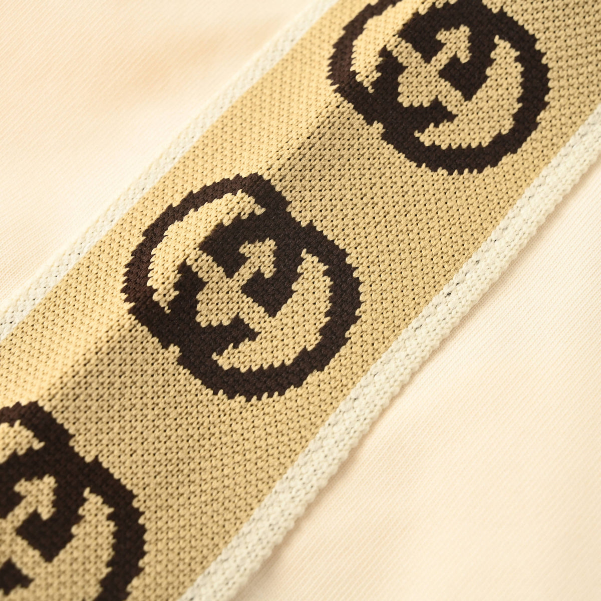 Gucci Beige GG Jacquard Tape Oversized Crewneck T-Shirt