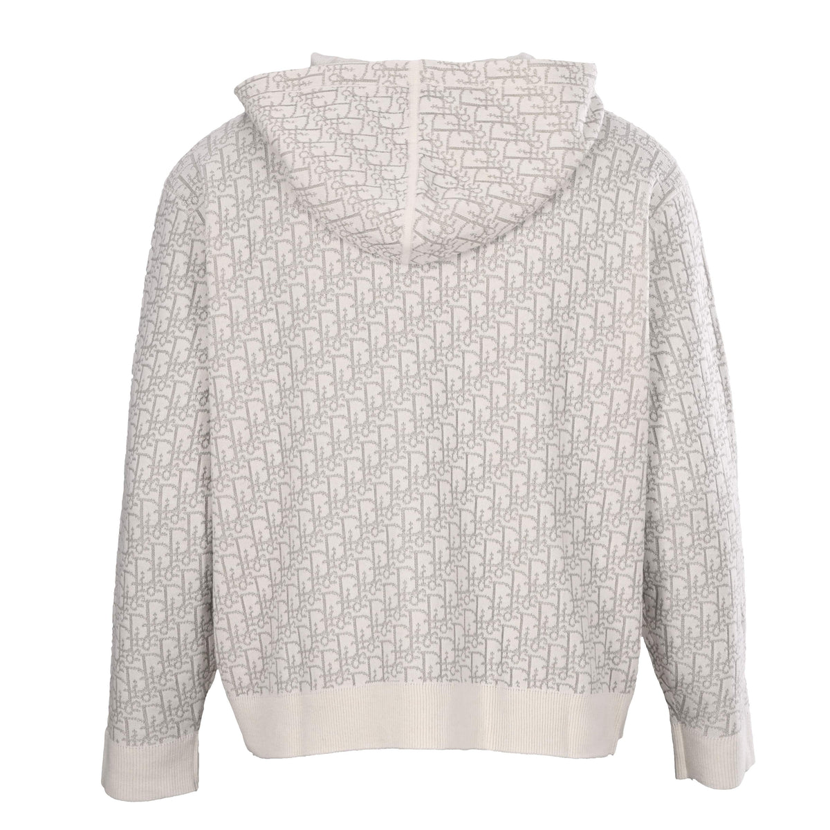 Christian Dior Oblique All-Over Monogram Hooded Knit Jacket, Zip-Up Knitwear for Casual Layering