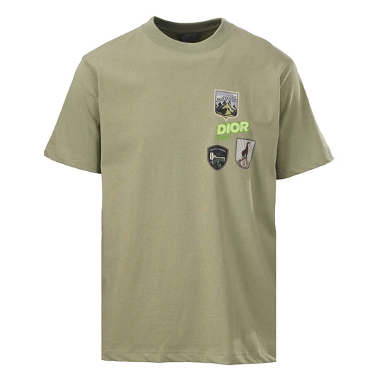 Christian Dior CD Mountain Colorful Patch Graphic T-Shirt | Short-Sleeve Streetwear Tee