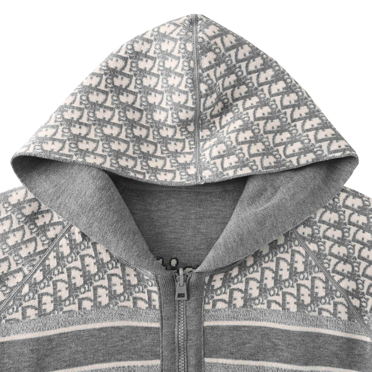 Christian Dior Back Lettering Cashmere Knit Jacket, Reversible Oblique Monogram Jacquard Layering Style