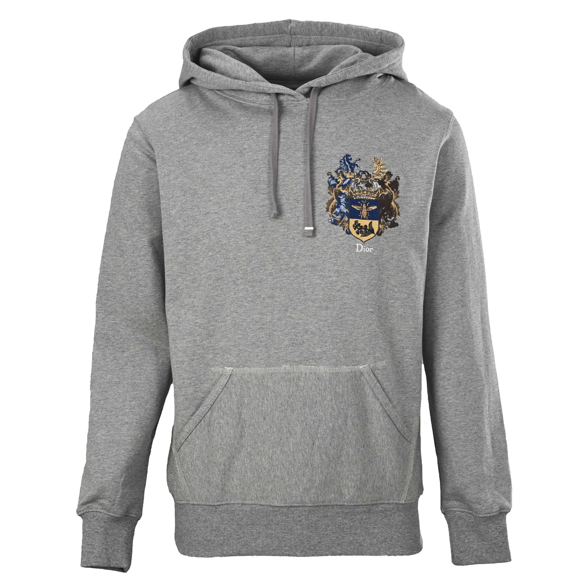 Christian Dior Embroidered Badge Hoodie, Emblem Detail Hooded Sweatshirt for Casual Streetwear
