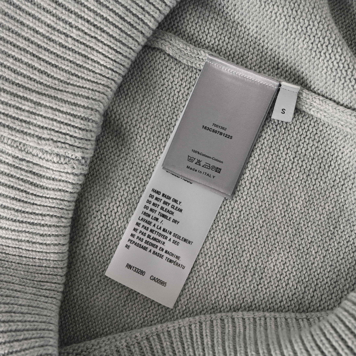 Christian Dior Patterned Knit Pullover with Woven Tape Detail and Classic Crewneck