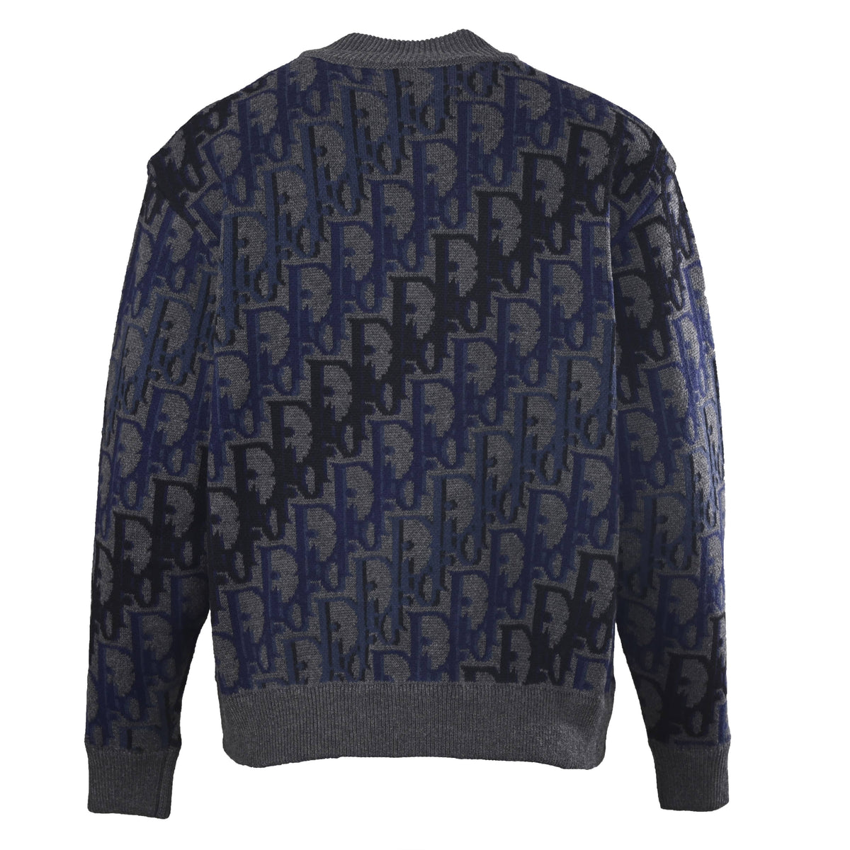 Christian Dior Ombre Monogram Jacquard Cardigan with Round Neck and Full-Zip Front