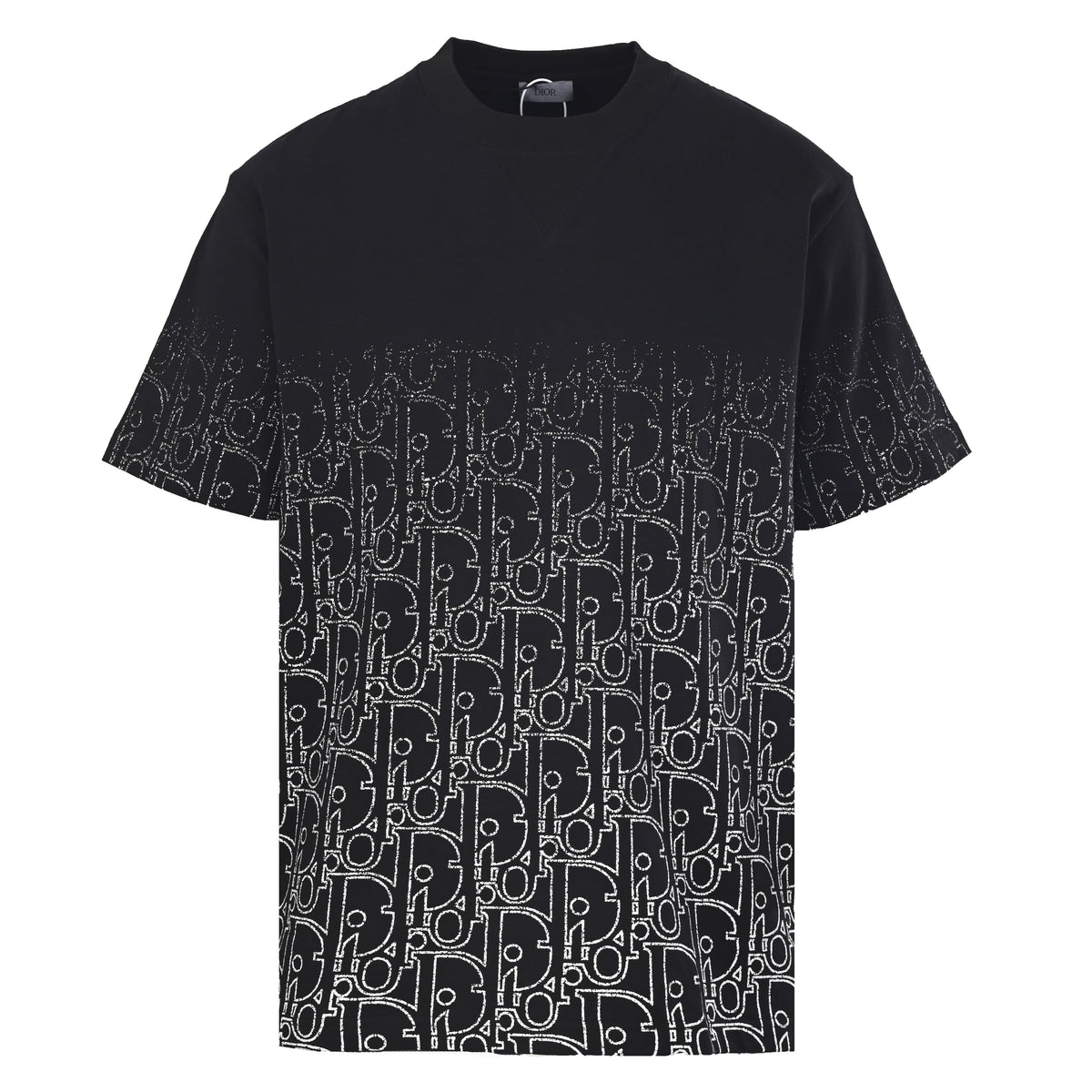 Christian Dior Ombre All-Over Monogram Short-Sleeve T-Shirt with Silver-Tone Thread Detailing