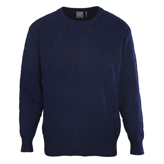 Christian Dior All-Over Tonal Jacquard Crewneck Sweater, Patterned Knitwear for Smart Casual Layering