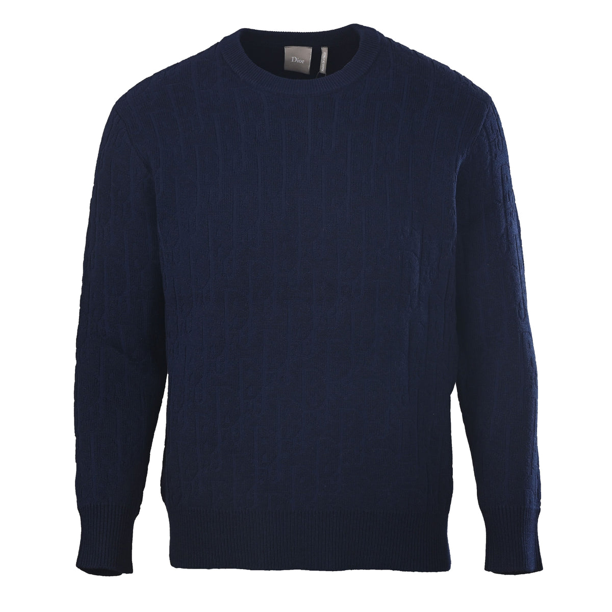 Christian Dior Raised Jacquard Crewneck Sweater with All-Over Pattern and Textured Knit Design