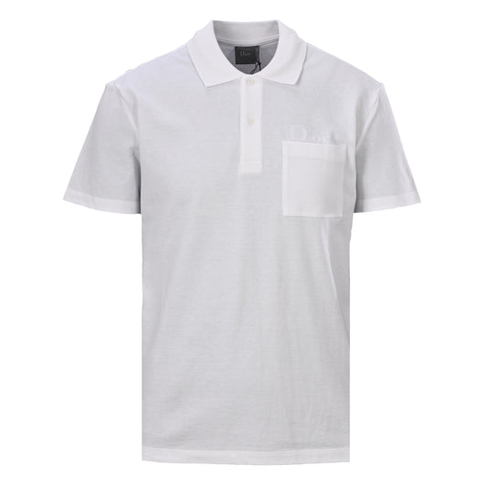 Christian Dior Cotton Piqué Short-Sleeve Polo Shirt with Letter-Embroidered Pocket
