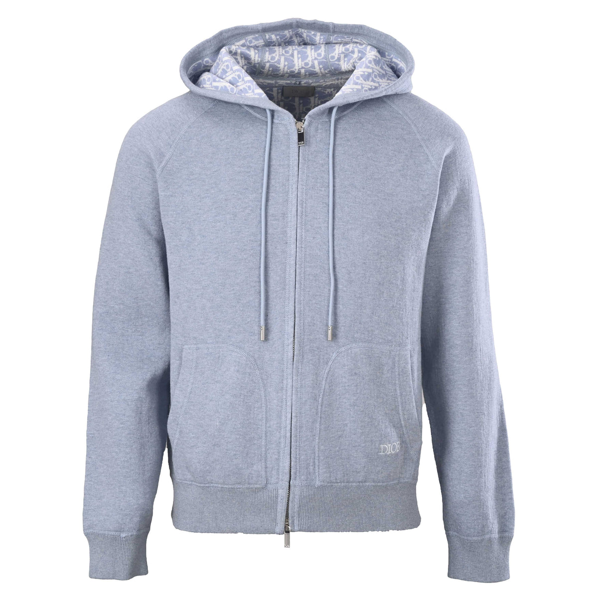 Christian Dior Knit Zip-Up Hooded Jacket with Monogram Interior for Casual Layering and Streetwear Styling