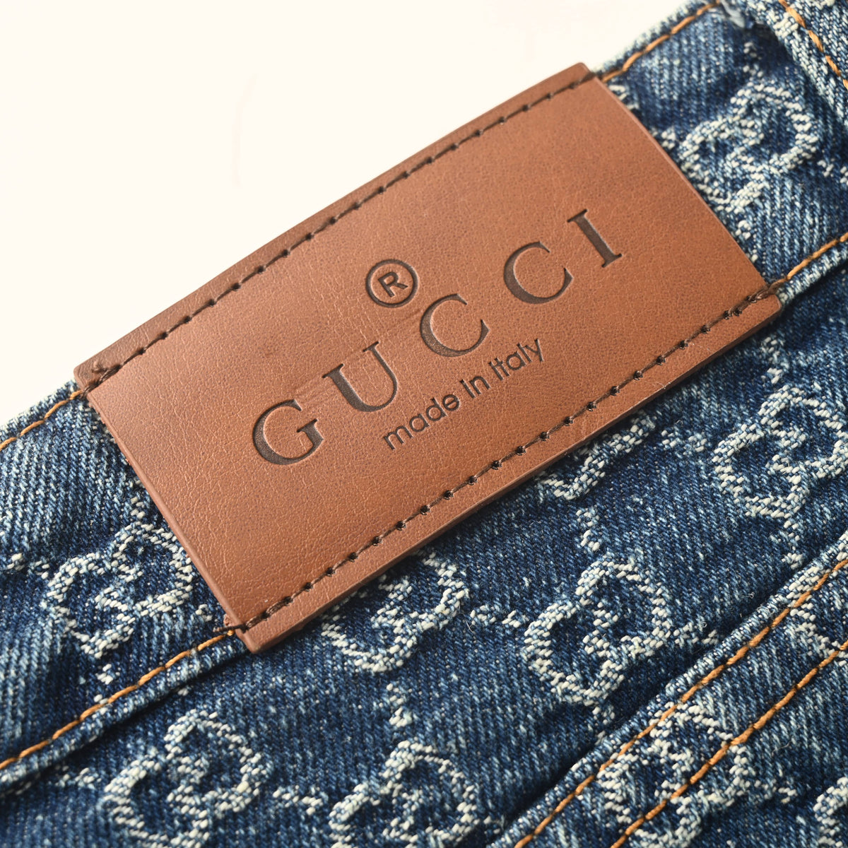 Gucci Unisex GG Jacquard Wide-Leg Jeans in Navy