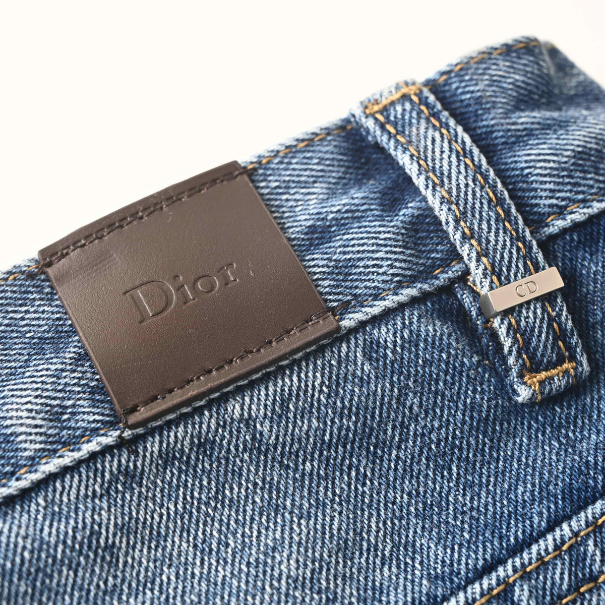 Christian Dior Side Stripe Jacquard Lettering Jeans, Leather Label Full-Length Denim Pants