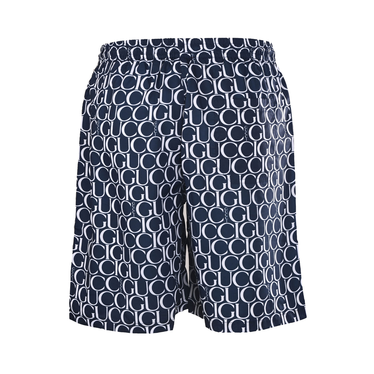 Gucci Navy All-Over Logo Print Drawstring Shorts