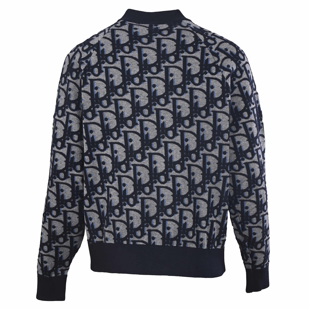 Christian Dior Large-Motif Jacquard Zip-Up Cardigan, Statement Knit Jacket for Casual Layering