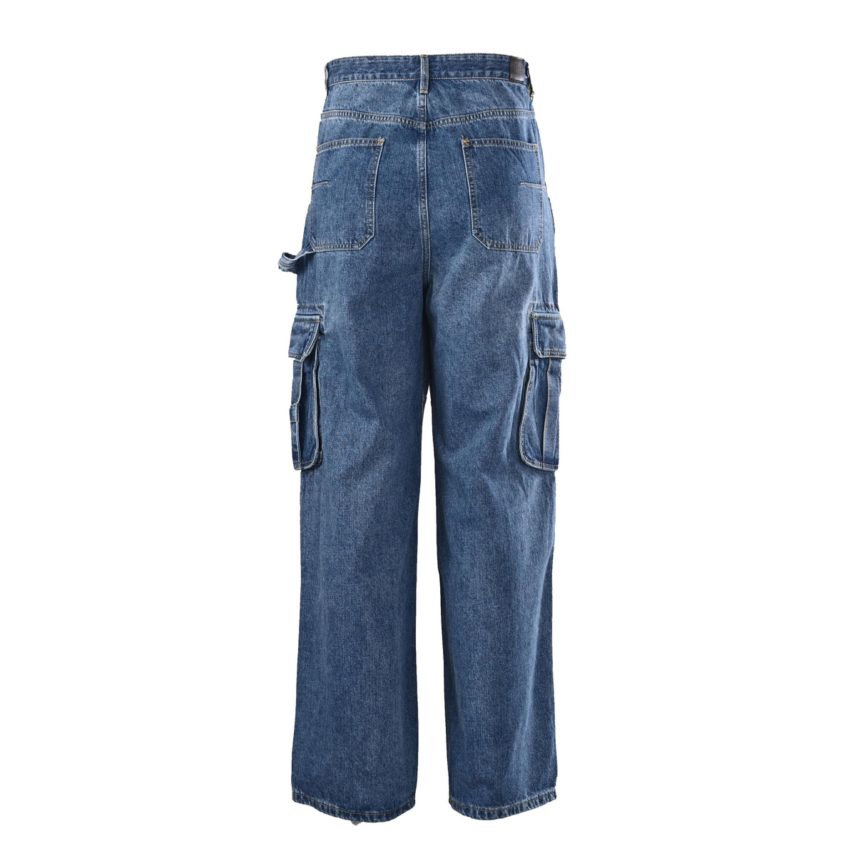Christian Dior Workwear-Inspired Denim Jeans with Embroidered Pocket Detail and Full-Length Design
