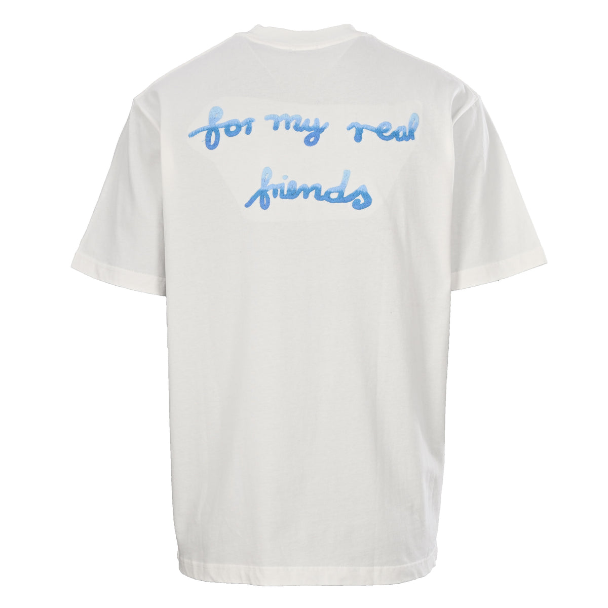 Christian Dior Blue Gradient Graffiti Embroidered T-Shirt with Front and Back Artwork for Statement Streetwear