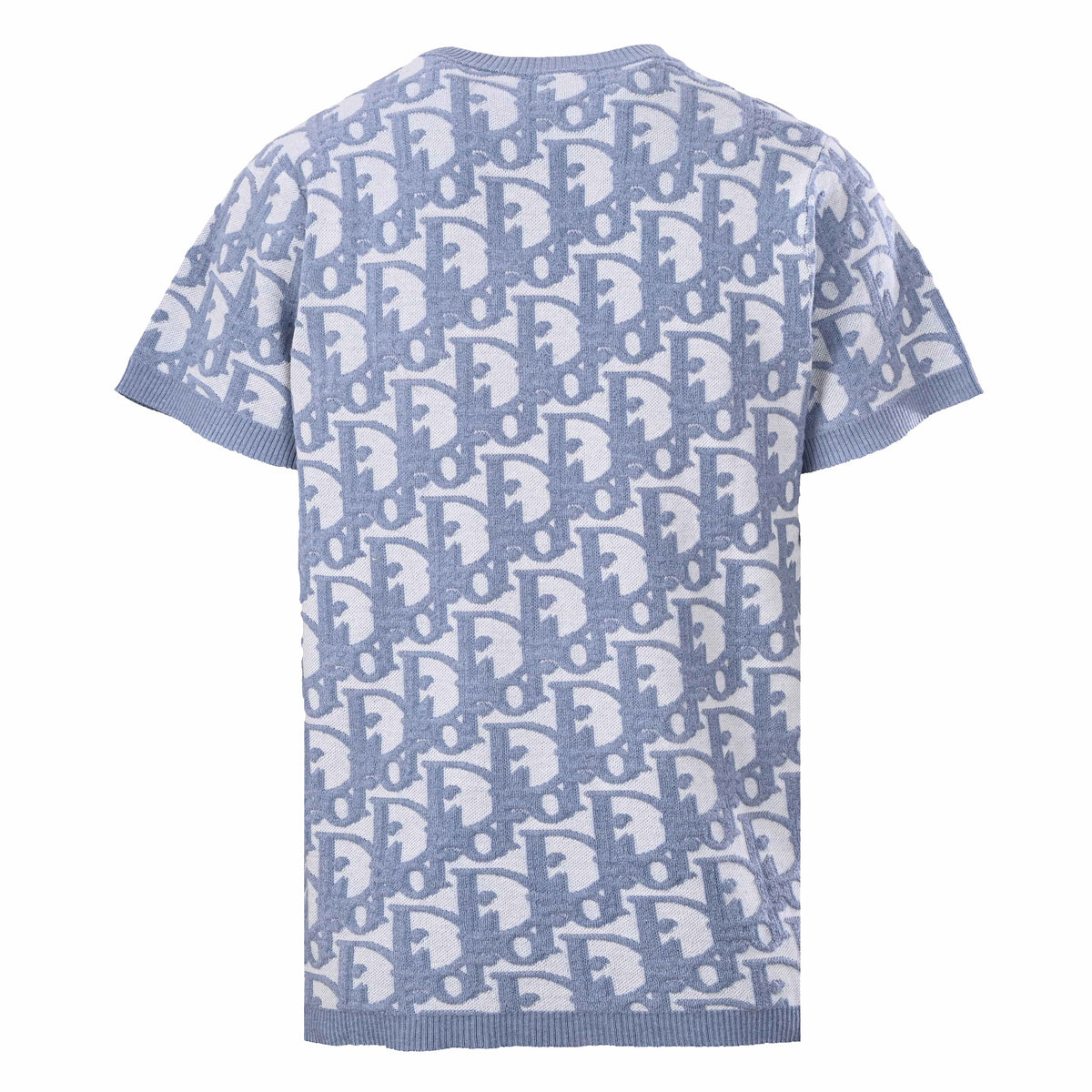 Christian Dior Oblique Blue All-Over Monogram Knit Short-Sleeve T-Shirt for Statement Casual Outfits