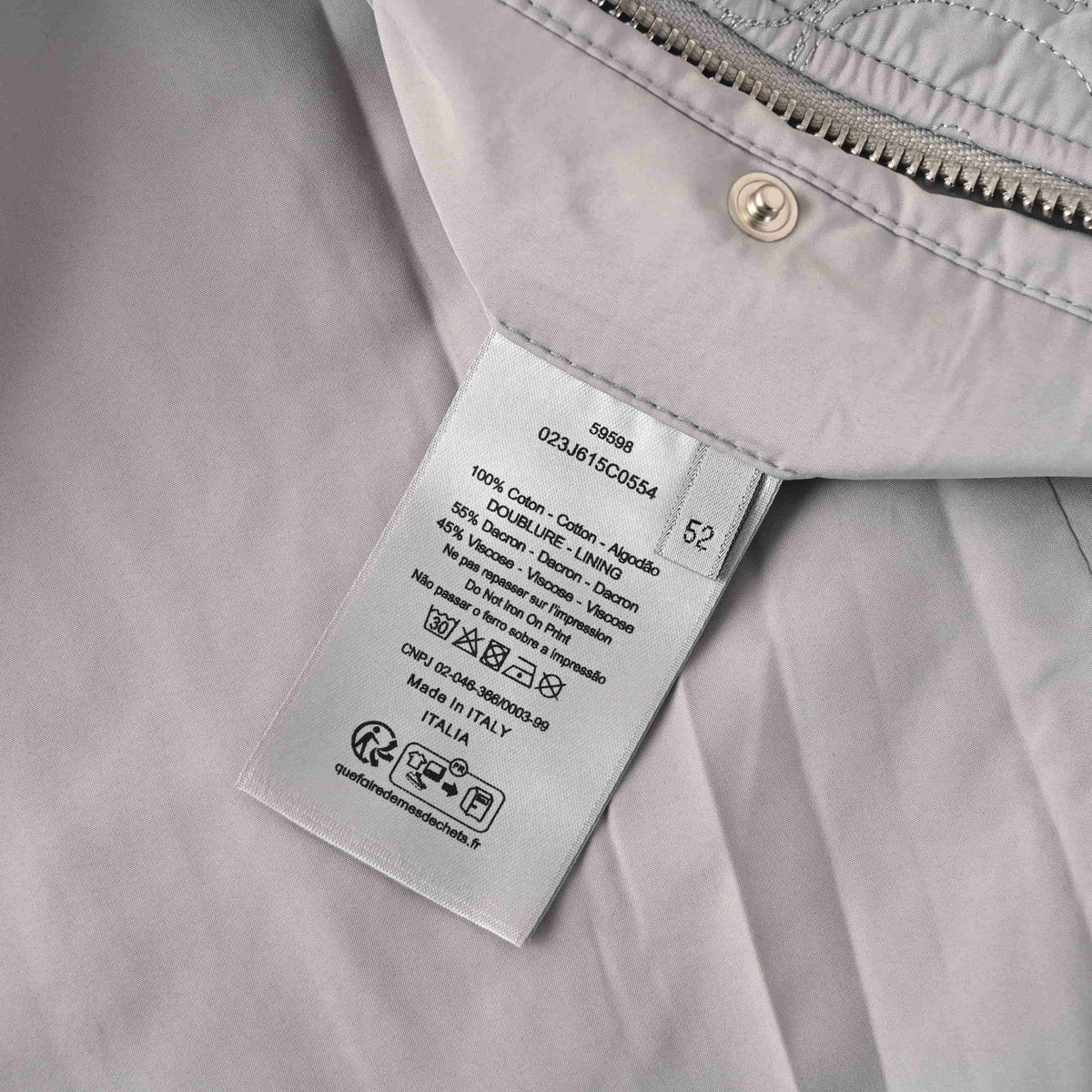 Christian Dior CD Chest Detail Quilted Zip-Up Jacket, Embossed Hooded Outerwear for Casual Streetwear
