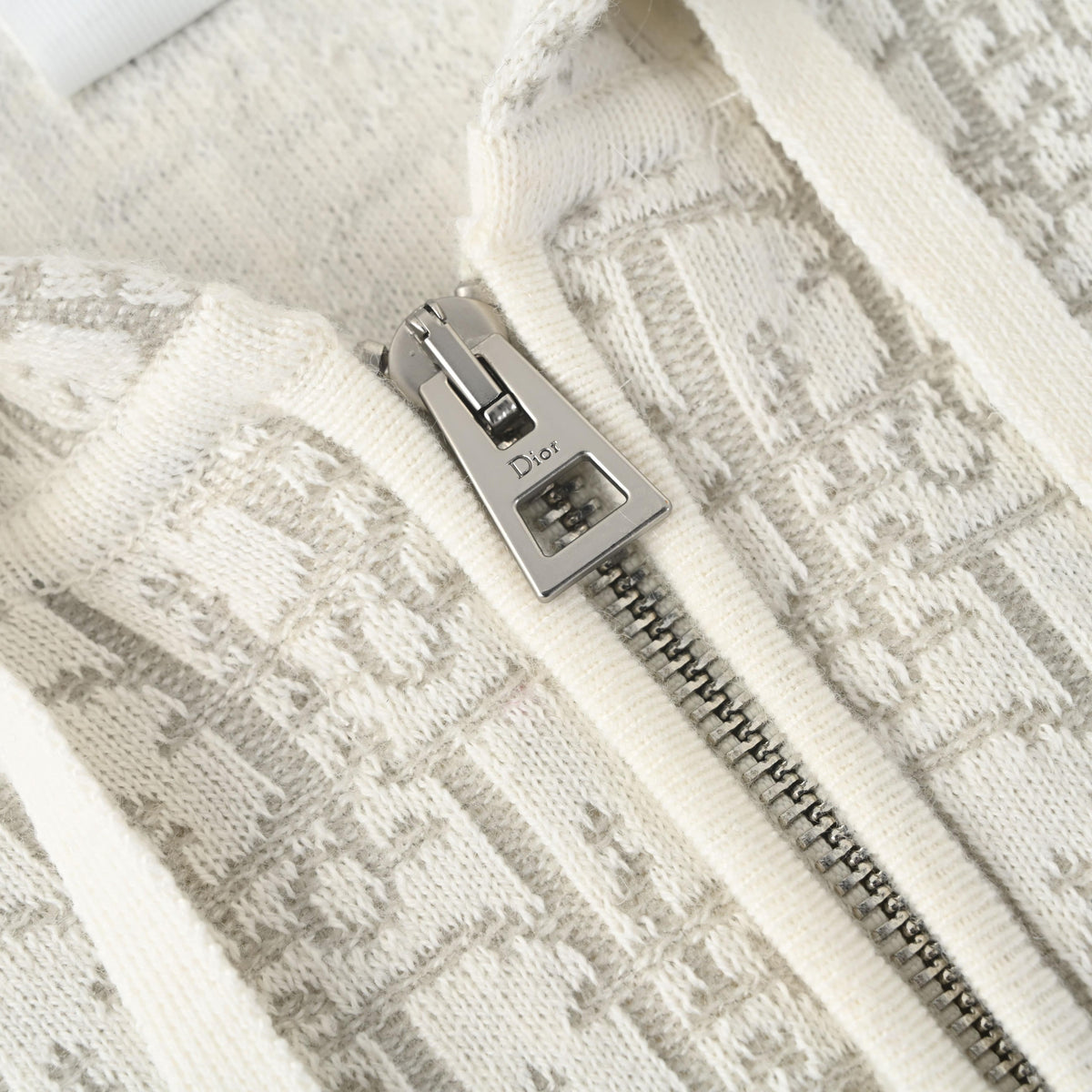 Christian Dior Oblique All-Over Monogram Hooded Knit Jacket, Zip-Up Knitwear for Casual Layering