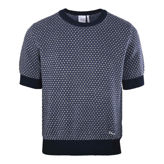 Christian Dior Jacquard Knit Short-Sleeve T-Shirt with Embroidered Details for Smart Casual Layering