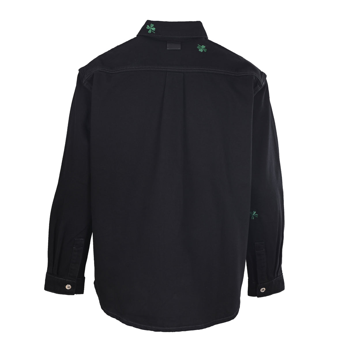 Christian Dior Four-Leaf Clover Embroidered Long-Sleeve Overshirt Jacket for Layered Streetwear
