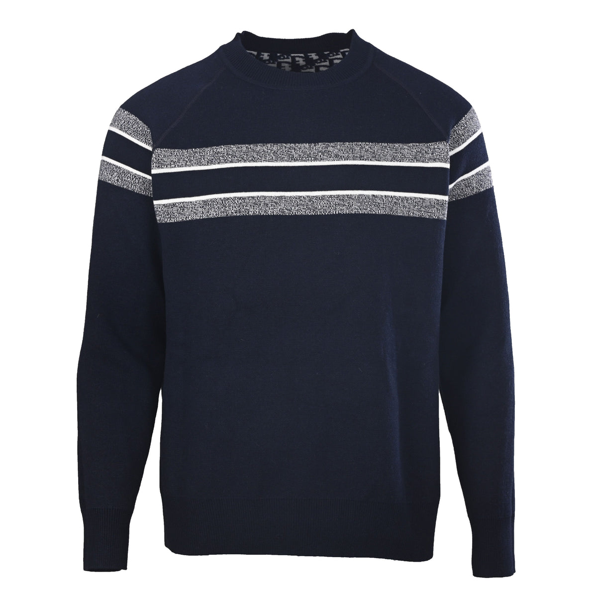 Christian Dior Reversible Monogram Jacquard Sweater, Crewneck Knitwear for Two-Way Styling